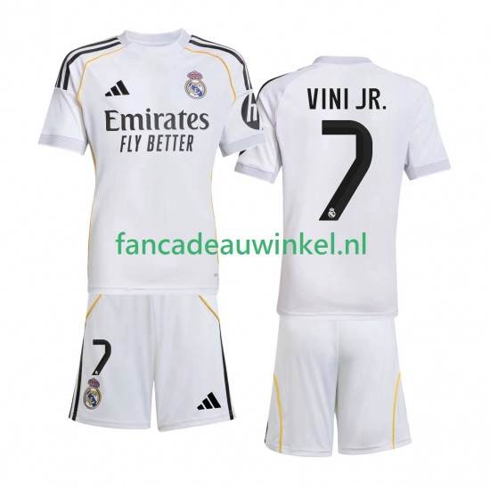 Real Madrid Wedstrijdshirt met Korting Vinicius Junior 7 Thuis Kind 2025-26 Korte Mouw