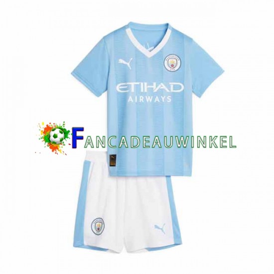 Manchester City Wedstrijdshirt met Korting Thuis Kind 2023-24 Korte Mouw