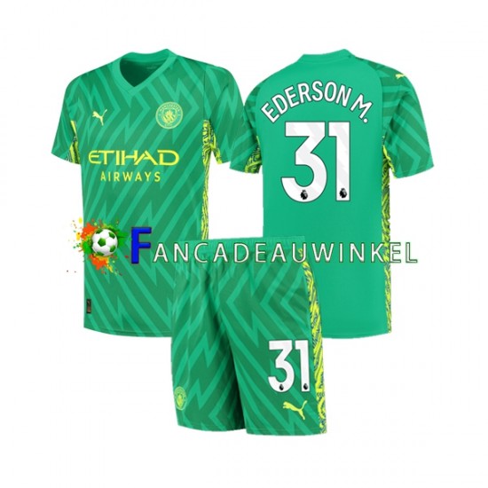 Manchester City Wedstrijdshirt met Korting Ederson Moraes 31 Keepersshirt Thuis Kind 2023-24 Korte Mouw