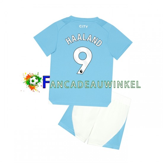 Manchester City Wedstrijdshirt met Korting Haaland 9 Thuis Kind 2023-24 Korte Mouw