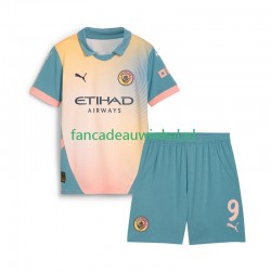 Manchester City Wedstrijdshirt met Korting Haaland 9 Vierde Kind 2024-25 Korte Mouw