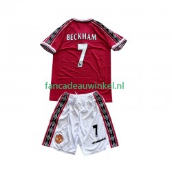 Manchester United Wedstrijdshirt met Korting Beckham 7 Retro Thuis Kind 1998 1999 Korte Mouw