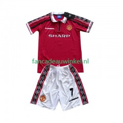 Manchester United Wedstrijdshirt met Korting Beckham 7 Retro Thuis Kind 1998 1999 Korte Mouw