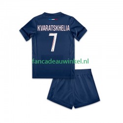 Paris Saint-Germain Wedstrijdshirt met Korting Khvicha Kvaratskhelia 7 Thuis Kind 2024-25 Korte Mouw