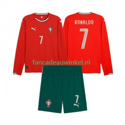 Portugal Wedstrijdshirt met Korting Crstiano Roanldo 7 Thuis Kind 2025 Lange Mouw