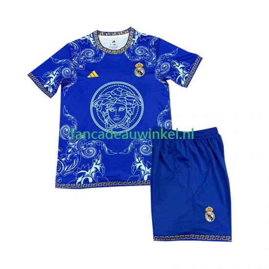 Real Madrid Wedstrijdshirt met Korting Versace Edition Thuis Blauw Kind 2024-25 Korte Mouw