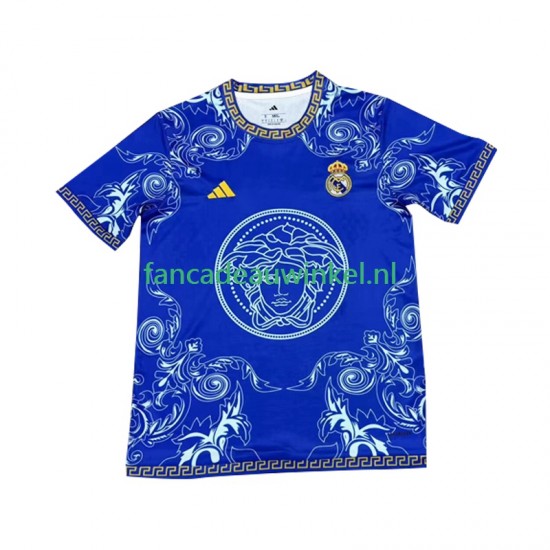 Real Madrid Wedstrijdshirt met Korting Versace Edition Thuis Blauw Heren 2024-25 Korte Mouw