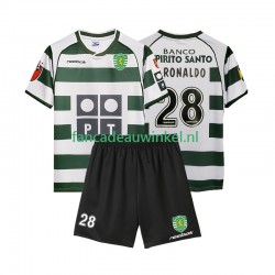 Sporting CP Wedstrijdshirt met Korting Cristiano Ronaldo 28 2001 2003 Retro Thuis Kind Korte Mouw