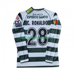 Sporting CP Wedstrijdshirt met Korting Cristiano Ronaldo 28 2001 2003 Retro Thuis Heren Lange Mouw