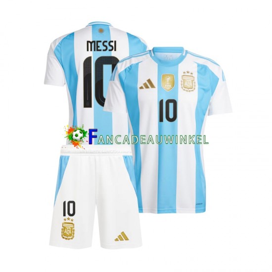 Argentinië Wedstrijdshirt met Korting Lionel Messi 10 Thuis Kind Copa America 2024 Korte Mouw