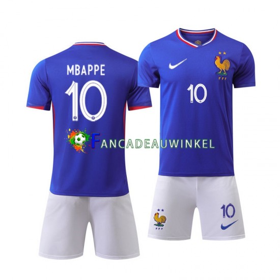 Frankrijk Wedstrijdshirt met Korting Mbappé 10 Thuis Kind EK 2024 Korte Mouw