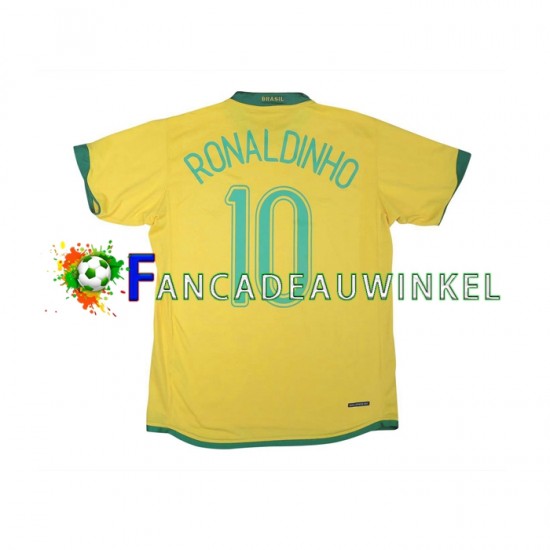 Brazilië Wedstrijdshirt met Korting RONALDINHO 10 Retro Thuis Heren 2006 Korte Mouw