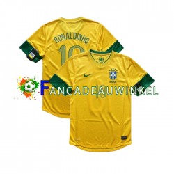 Brazilië Wedstrijdshirt met Korting RONALDINHO 10 2012 Retro Thuis Heren Korte Mouw