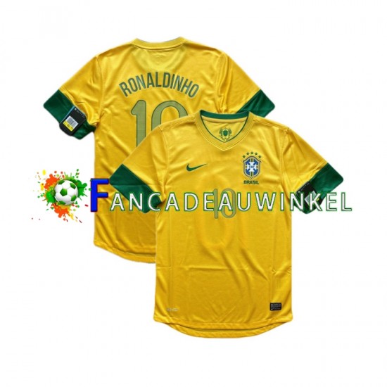 Brazilië Wedstrijdshirt met Korting RONALDINHO 10 2012 Retro Thuis Heren Korte Mouw