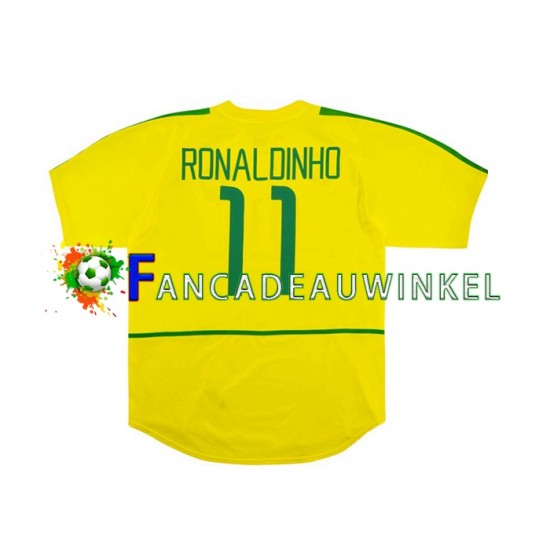 Brazilië Wedstrijdshirt met Korting RONALDINHO 11 Retro Thuis Heren 2002 Korte Mouw