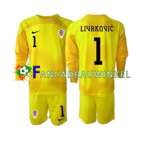 Kroatië Wedstrijdshirt met Korting Dominik Livakovic 1 Keepersshirt Thuis Kind WK 2022 Lange Mouw