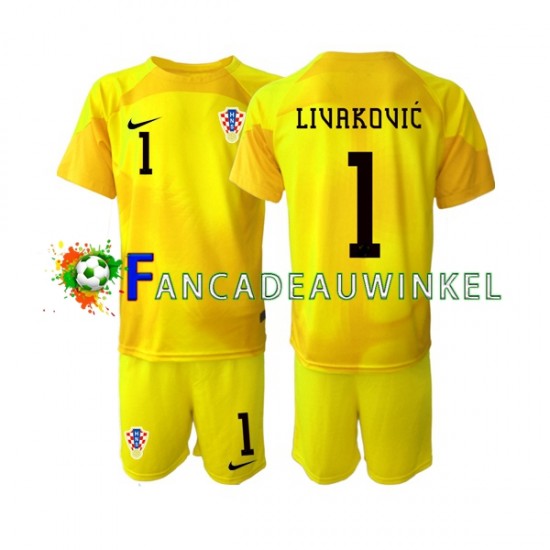 Kroatië Wedstrijdshirt met Korting Dominik Livakovic 1 Keepersshirt Thuis Kind WK 2022 Korte Mouw