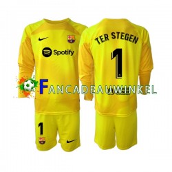 FC Barcelona Wedstrijdshirt met Korting Ter Stegen 1 Keepersshirt Vierde Kind 2022-23 Lange Mouw