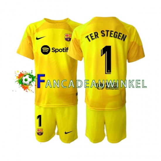 FC Barcelona Wedstrijdshirt met Korting Ter Stegen 1 Keepersshirt Vierde Kind 2022-23 Korte Mouw