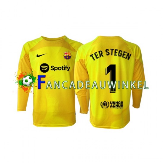 FC Barcelona Wedstrijdshirt met Korting Ter Stegen 1 Keepersshirt Vierde Heren 2022-23 Lange Mouw