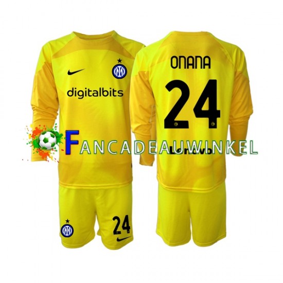 Inter Milan Wedstrijdshirt met Korting Andre Onana 24 Keepersshirt Uit Kind 2022-23 Lange Mouw