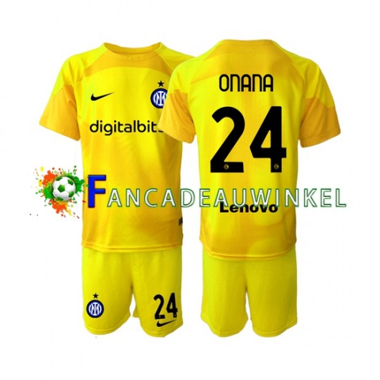 Inter Milan Wedstrijdshirt met Korting Andre Onana 24 Keepersshirt Uit Kind 2022-23 Korte Mouw