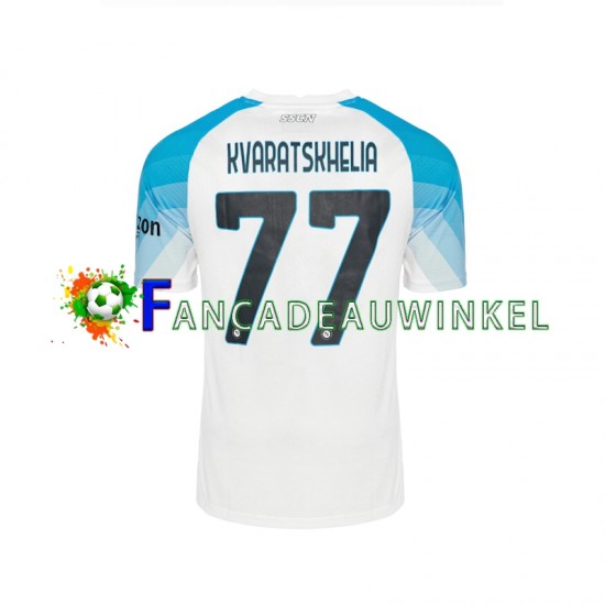 Napoli Wedstrijdshirt met Korting Face Game Kvaratskhelia 77 Thuis Heren 2022-23 Korte Mouw