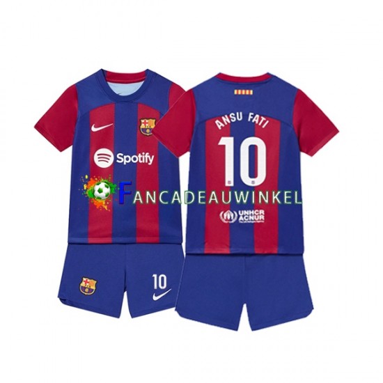 FC Barcelona Wedstrijdshirt met Korting Ansu Fati 10 Thuis Kind 2023-24 Korte Mouw