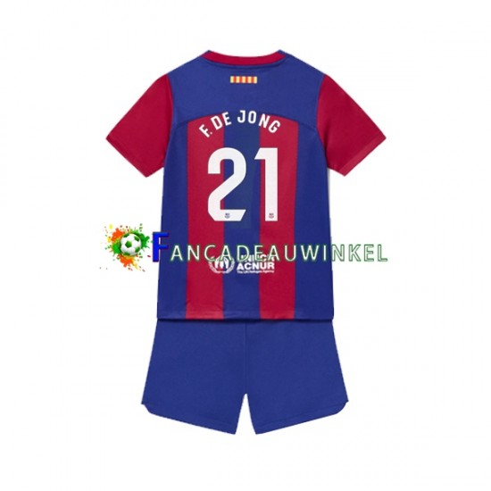 FC Barcelona Wedstrijdshirt met Korting Frenkie de Jong 21 Thuis Kind 2023-24 Korte Mouw