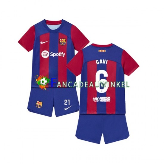 FC Barcelona Wedstrijdshirt met Korting Gavi 6 Thuis Kind 2023-24 Korte Mouw