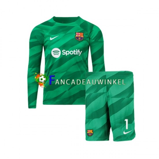 FC Barcelona Wedstrijdshirt met Korting Ter Stegen 1 Keepersshirt Thuis Kind 2023-24 Lange Mouw