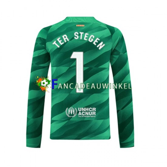 FC Barcelona Wedstrijdshirt met Korting Ter Stegen 1 Keepersshirt Thuis Heren 2023-24 Lange Mouw