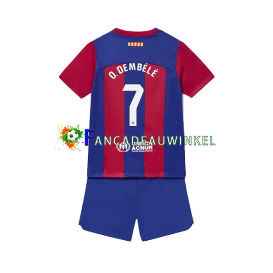 FC Barcelona Wedstrijdshirt met Korting Ousmane Dembele 7 Thuis Kind 2023-24 Korte Mouw