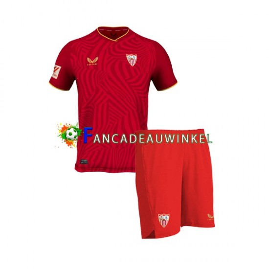 Sevilla FC Wedstrijdshirt met Korting Uit Kind 2023-24 Korte Mouw