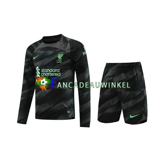 Liverpool Wedstrijdshirt met Korting Keepersshirt Uit Kind 2023-24 Lange Mouw