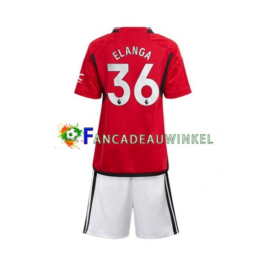 Manchester United Wedstrijdshirt met Korting Anthony Elanga 36 Thuis Kind 2023-24 Korte Mouw