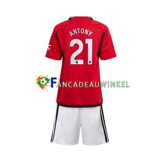 Manchester United Wedstrijdshirt met Korting Antony Matheus 21 Thuis Kind 2023-24 Korte Mouw