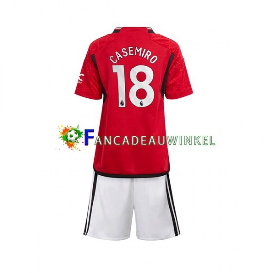 Manchester United Wedstrijdshirt met Korting Carlos Casemiro 18 Thuis Kind 2023-24 Korte Mouw