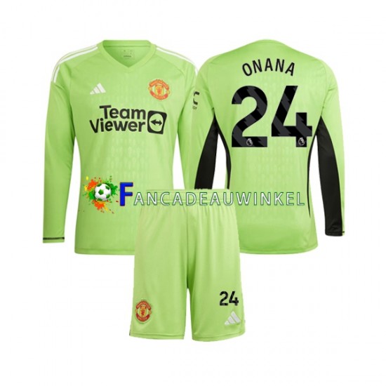 Manchester United Wedstrijdshirt met Korting Andre Onana 24 Keepersshirt Thuis Kind 2023-24 Lange Mouw