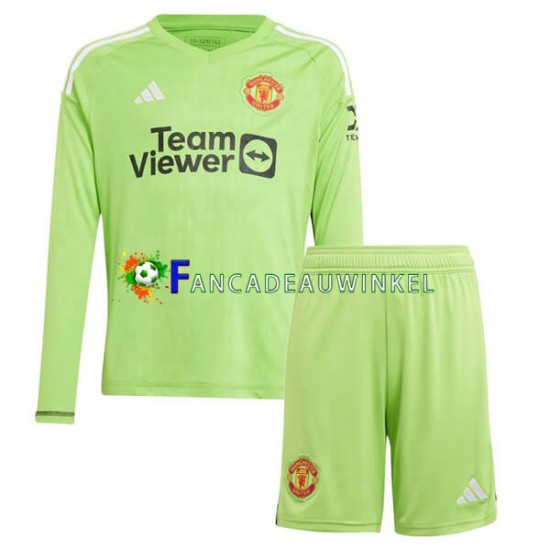 Manchester United Wedstrijdshirt met Korting Keepersshirt Thuis Kind 2023-24 Lange Mouw