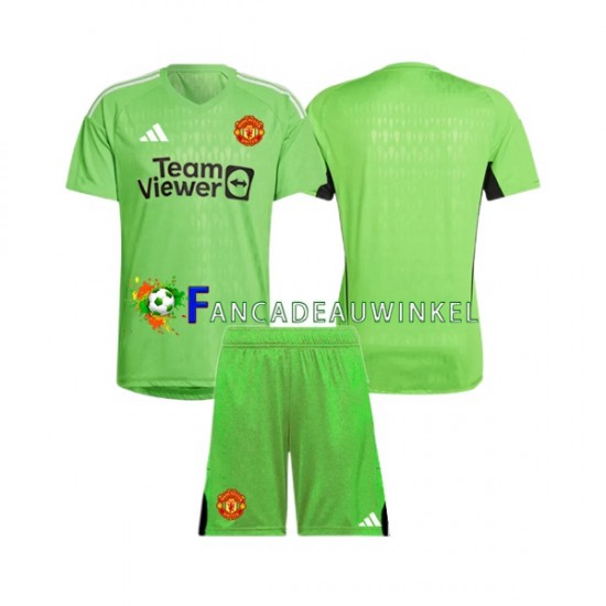 Manchester United Wedstrijdshirt met Korting Keepersshirt Thuis Kind 2023-24 Korte Mouw