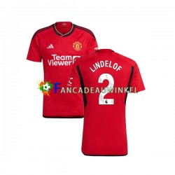 Manchester United Wedstrijdshirt met Korting Lindelof 2 Thuis Heren 2023-24 Korte Mouw