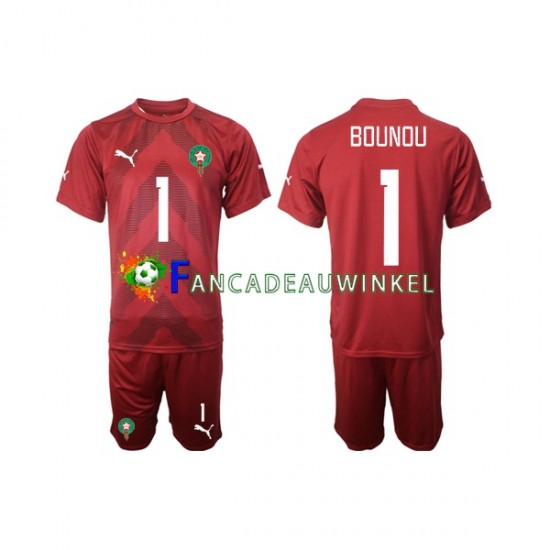 Marokko Wedstrijdshirt met Korting Yassine Bounou 1 Keepersshirt Thuis Kind 2022 Korte Mouw