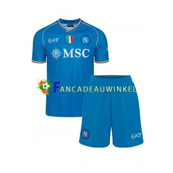 Napoli Wedstrijdshirt met Korting Thuis Kind 2023-24 Korte Mouw