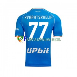 Napoli Wedstrijdshirt met Korting Khvicha Kvaratskhelia 77 Thuis Heren 2023-24 Korte Mouw