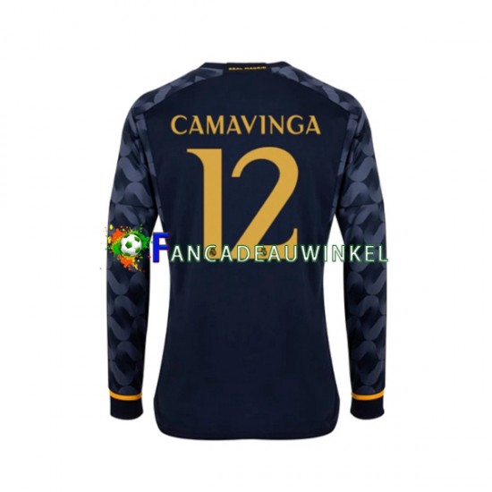 Real Madrid Wedstrijdshirt met Korting EDUARDO CAMAVINGA 12 Uit Heren 2023-24 Lange Mouw