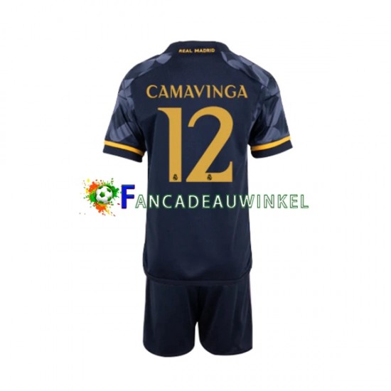 Real Madrid Wedstrijdshirt met Korting EDUARDO CAMAVINGA 12 Uit Kind 2023-24 Korte Mouw