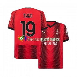 AC Milan Wedstrijdshirt met Korting Theo Hernandez 19 Thuis Heren 2023-24 Korte Mouw