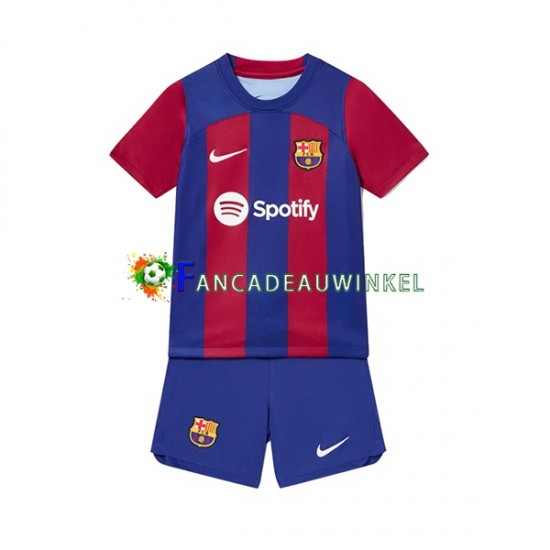 FC Barcelona Wedstrijdshirt met Korting Thuis Kind 2023-24 Korte Mouw