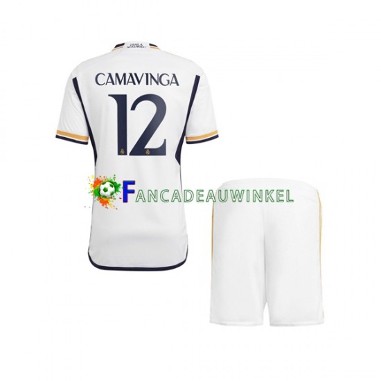 Real Madrid Wedstrijdshirt met Korting Camavinga 12 Thuis Kind 2023-24 Korte Mouw